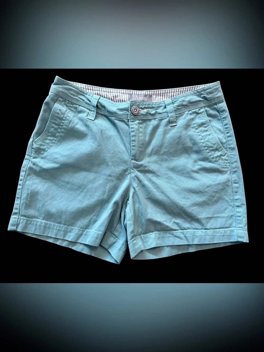 Natural Reflections Womens Size 4 Aqua Blue Chino Shorts 5” Cotton Casual